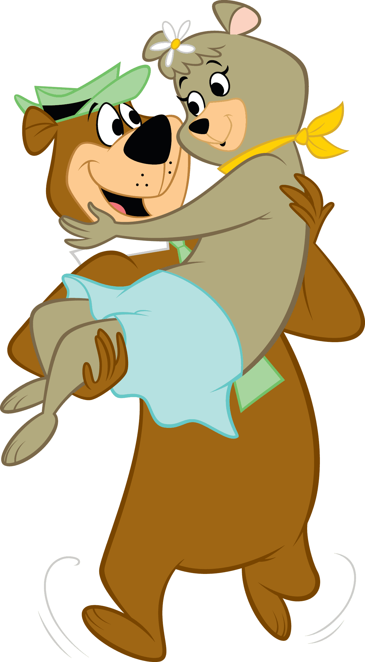 Two cartoon bears hugging each other. Two cartoon bears hugging each other.